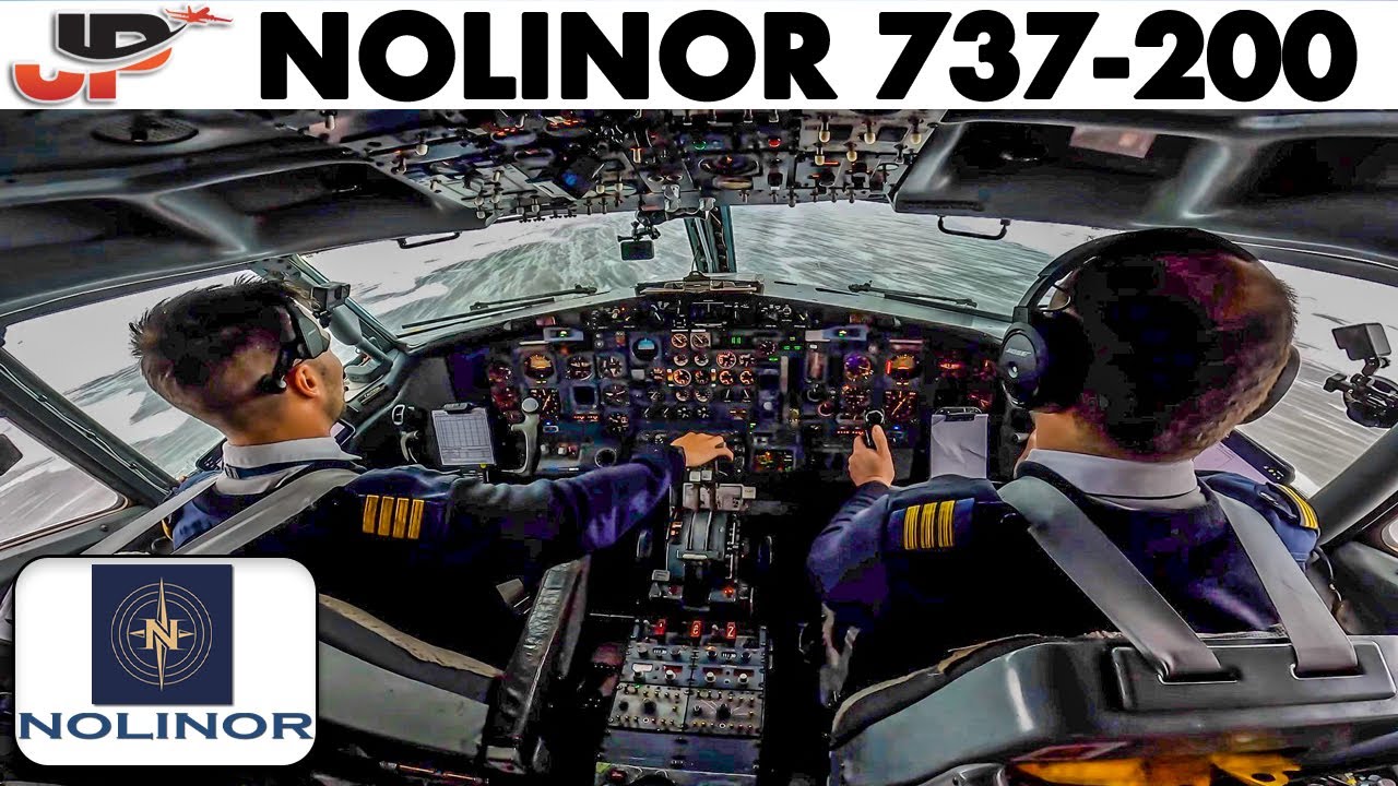 Landing & Takeoff with winter weather in Boeing 737-200 cockpit