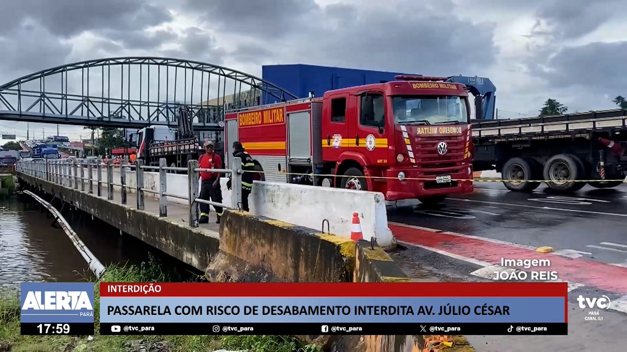Problema estrutural em passarela interdita trecho da avenida Júlio César