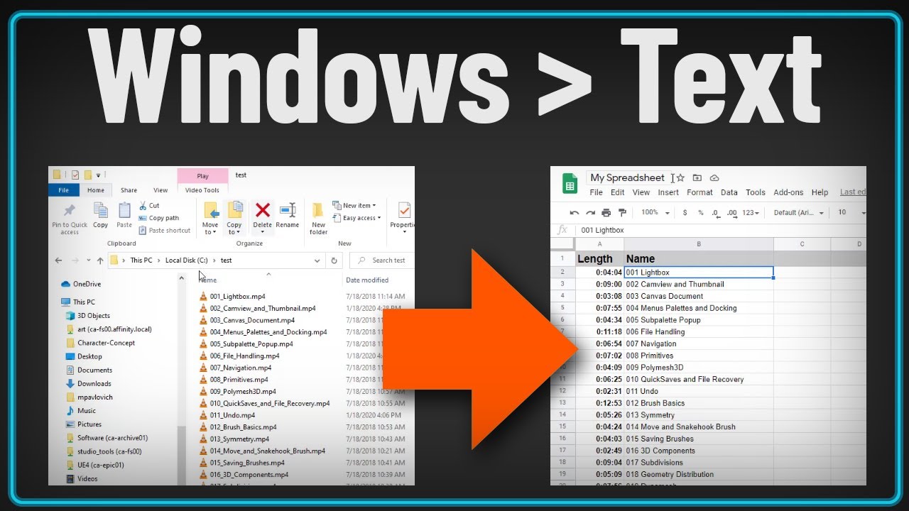 Копировать имена файлов и данные столбцов проводника Windows в текст или электронную таблицу