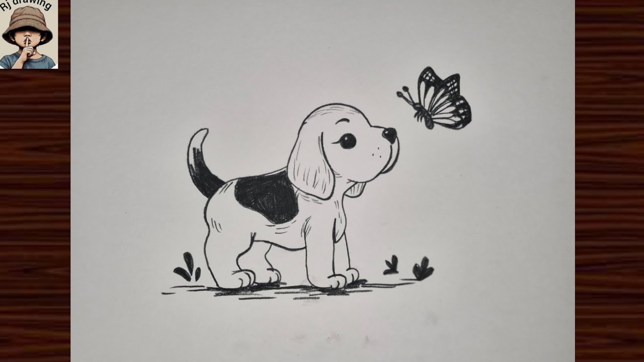 How to Draw A Cute Puppy with Butterfly I Cute Dog Drawing I| Step-by-Step Animal Drawing Tutorial