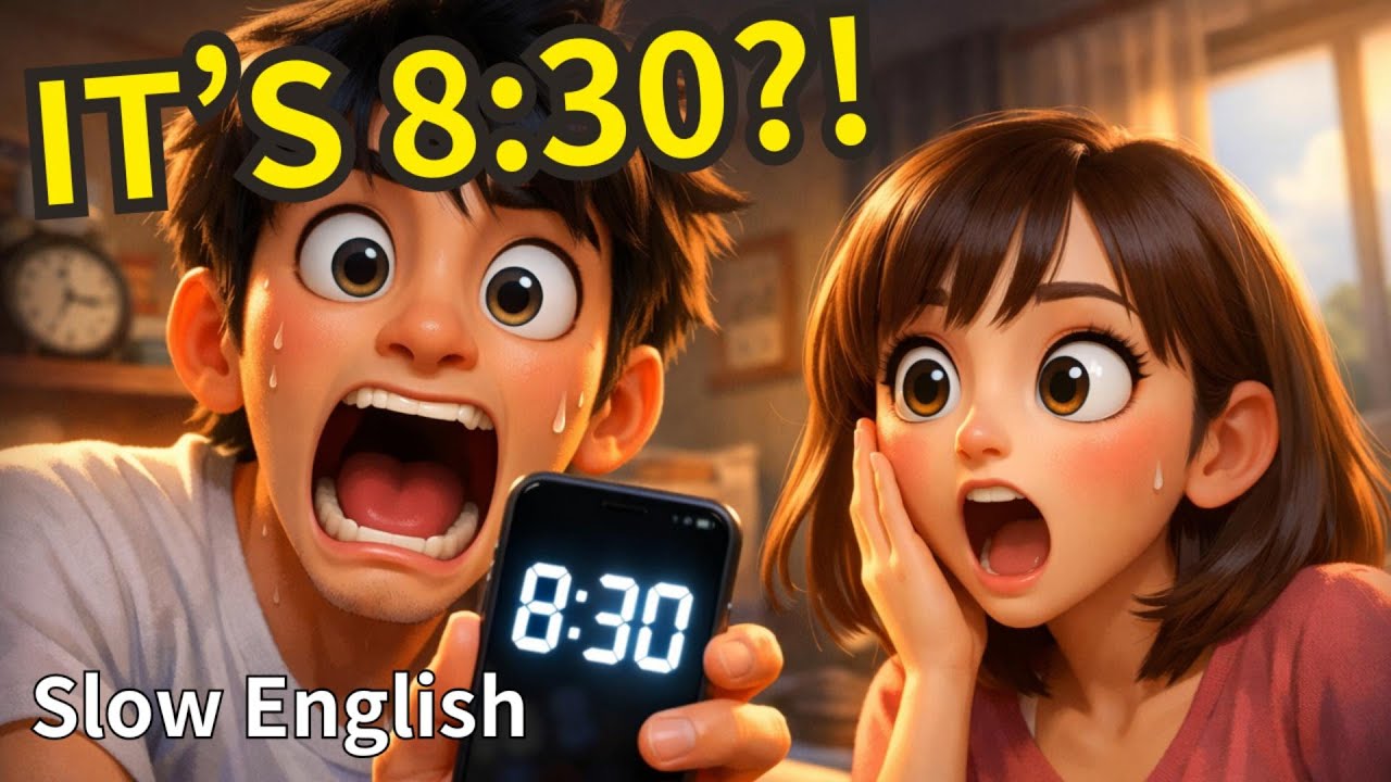 It’s 8:30?! I Overslept on Test Day 😱 – Slow and Easy English For Beginners