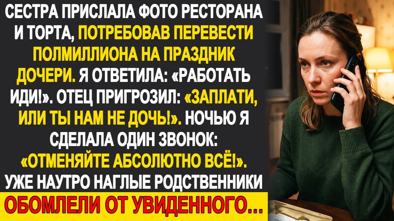 Сестра требовала полмиллиона на банкет дочери. &laquo;Работать иди!&raquo; Наутро родня обомлела от увиденного&hellip;