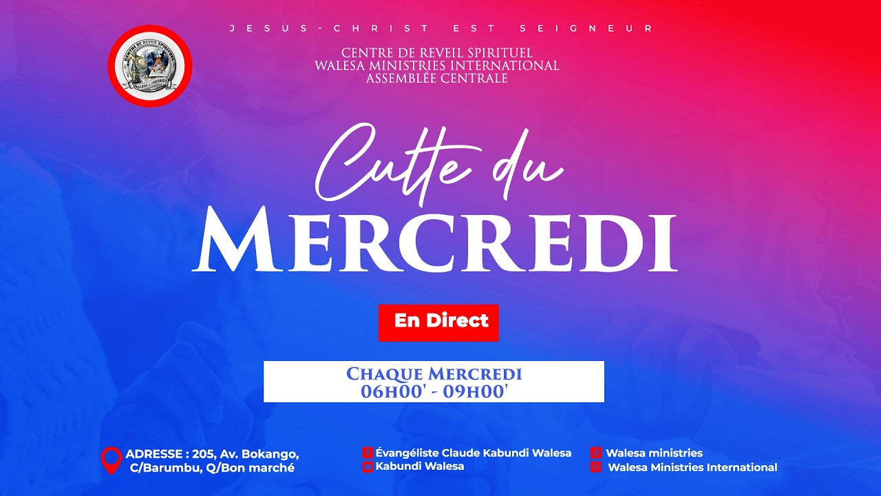 𝗗𝗶𝗿𝗲𝗰𝘁 : 𝗖𝗨𝗟𝗧𝗘 𝗗𝗨 𝗗𝗜𝗠𝗔𝗡𝗖𝗛𝗘 𝟬𝟱 𝗔𝗩𝗥𝗜𝗟 𝟮𝟬𝟮𝟲 ( 𝗘𝘃: 𝗖𝗟𝗔𝗨𝗗𝗘 𝗞𝗔𝗕𝗨𝗡𝗗𝗜 𝗪𝗔𝗟𝗘𝗦𝗔)