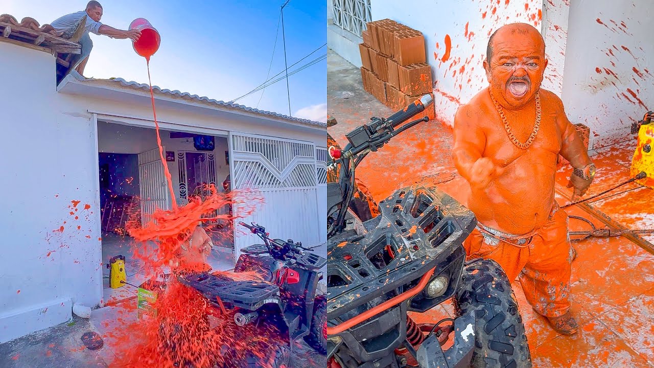 PEDREIRO DÁ BANHO DE TINTA LARANJA EM PILILIU E ELE FICA FURIOSO 🤣| PILILIU DA RESENHA