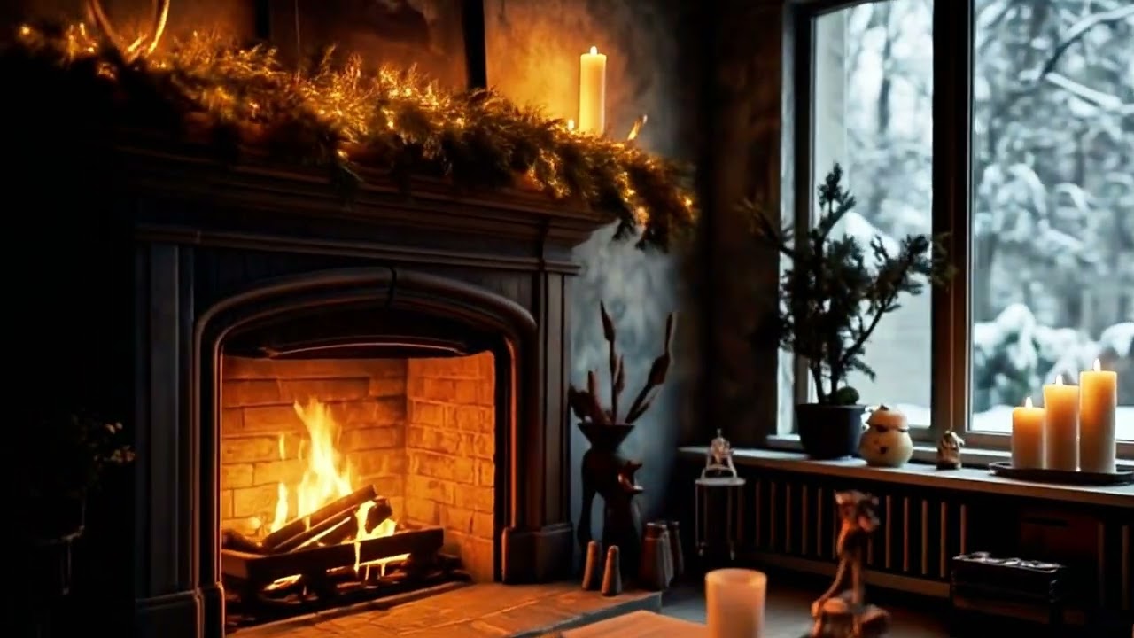 Cozy Winter Fireplace Ambience | Christmas Living Room | Warm & Relaxing 1 Hour