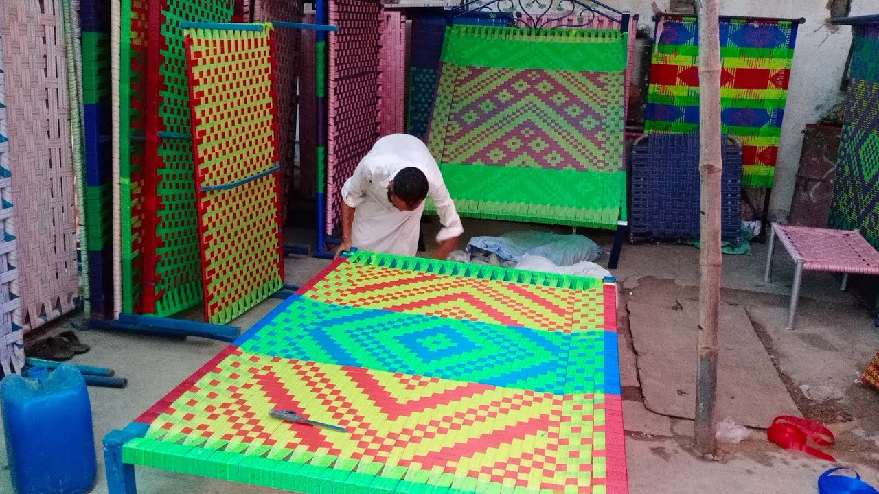 Weaving a Cot Artistic Technique Beautiful Design Nylon Rope Cot Weaving Easy Cot Weaving Technique