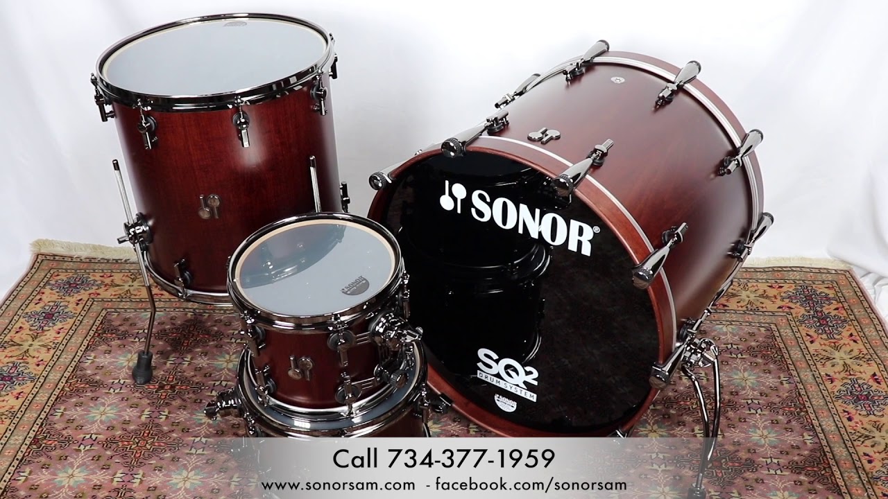 SONOR SQ2 Nussbaum Hilite Semi Gloss finish Med Beech Shells, Black Lacquer Semi Gloss