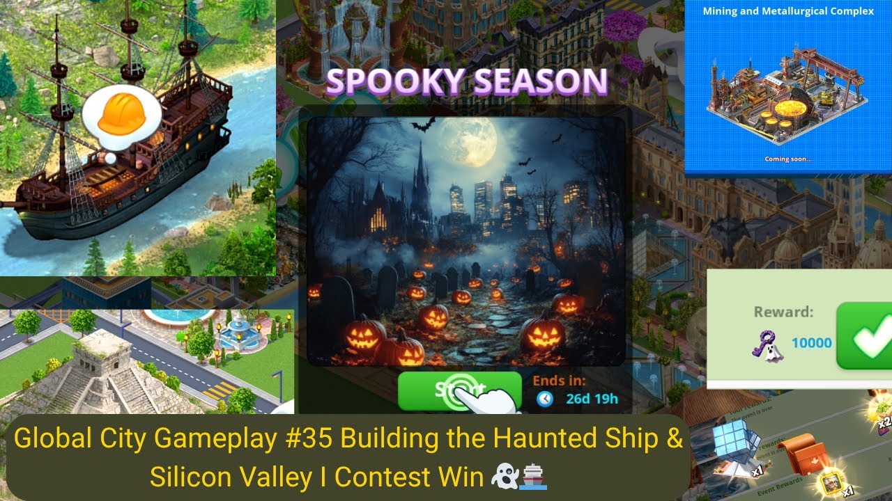 Global City Gameplay #35 | Building the Haunted Ship & Silicon Valley I Contest Win 👻🚢