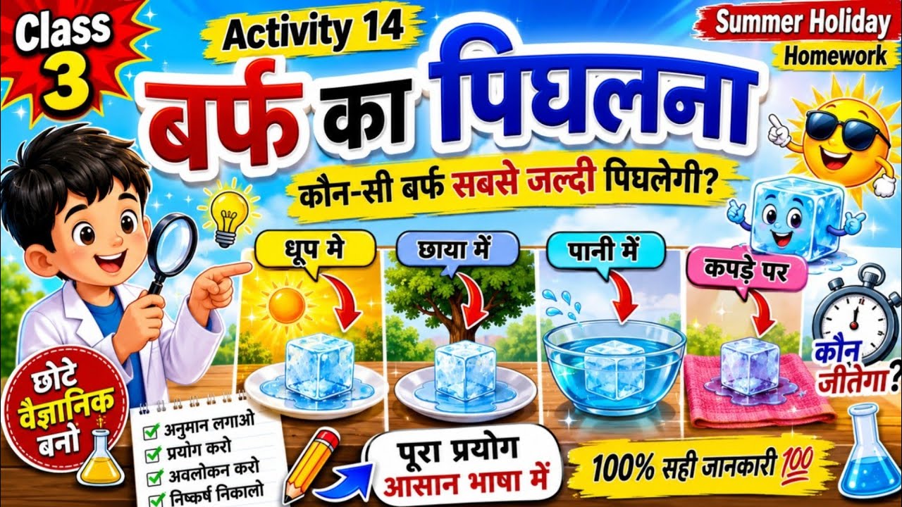 बर्फ सबसे जल्दी कहाँ पिघलती है? | Class 3 Activity 14 | Summer Holiday Homework 2026