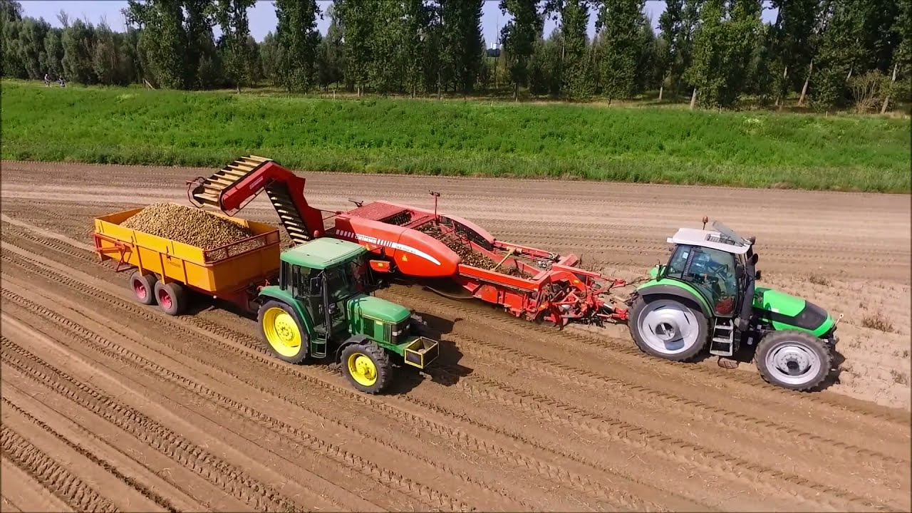Aardappelen rooien / Harvesting potatoes / Kartoffelernte / GRIMME / 3 x John Deere / Deutz-Fahr