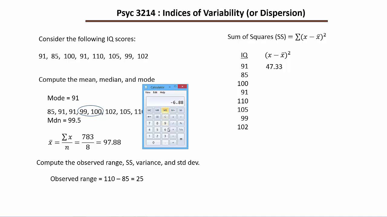 Indices of Variability