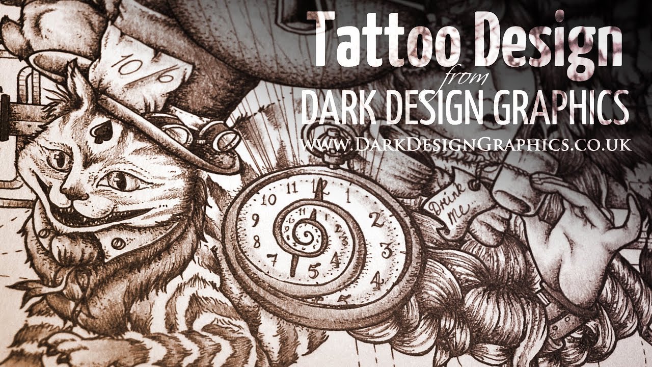 Steampunk Alice in Wonderland - Custom Tattoo Design