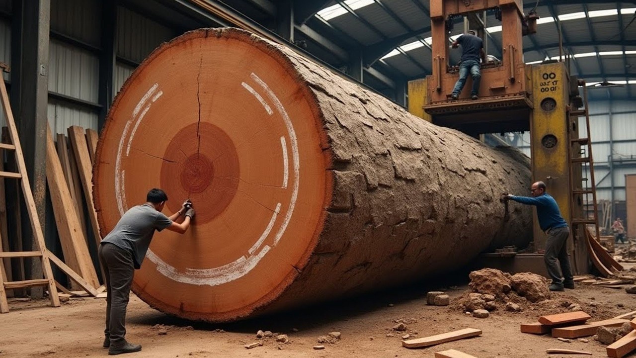 Planta procesadora de madera gigante procesa árboles milenarios  Resultados sorprendentes