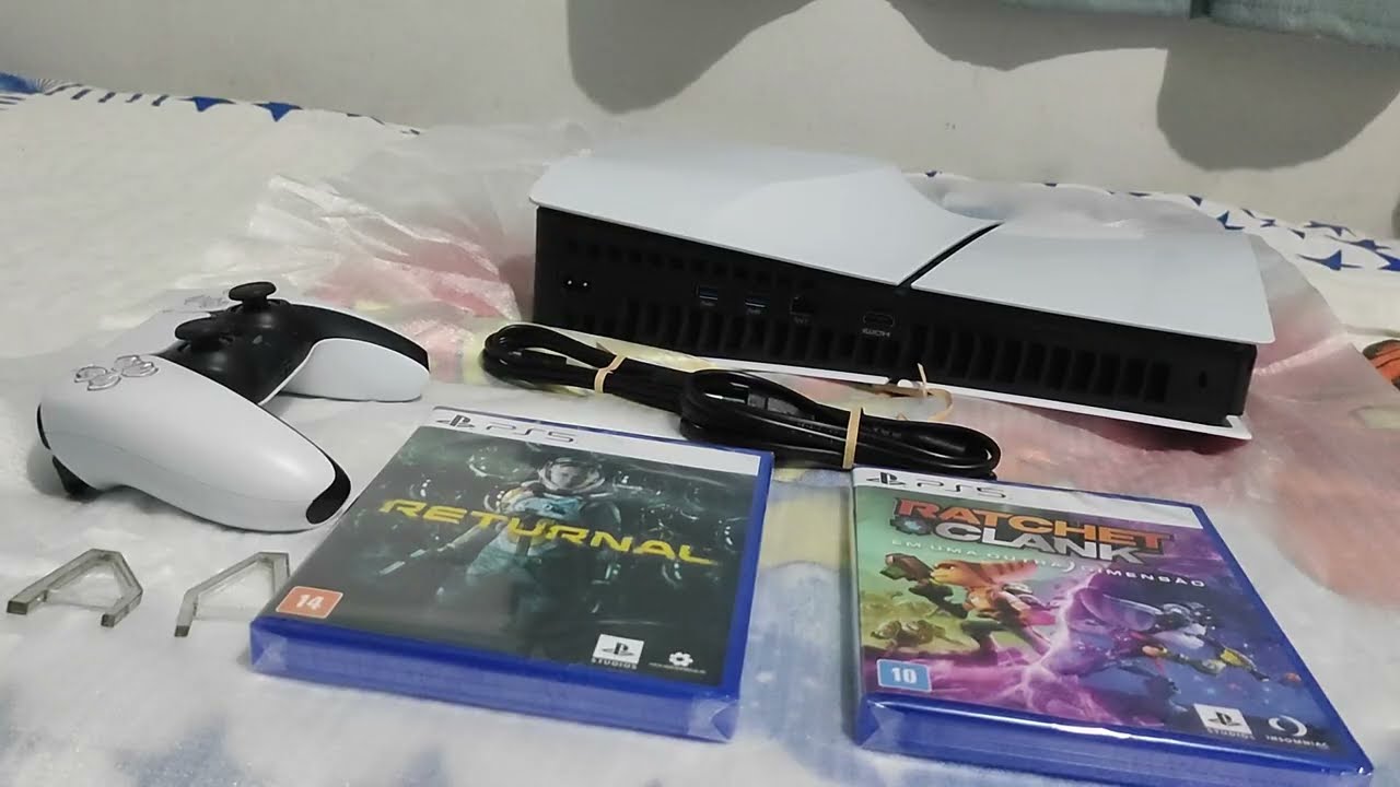 Unboxing do meu PS5 Slim com Leitor de Disco: Returnal + Ratchet & Clank