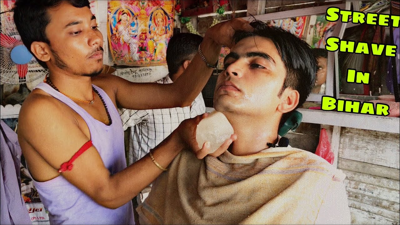 Indian Barber Street Shave In Bihar | ASMR | PUREMASSAGE | Alum Treatment