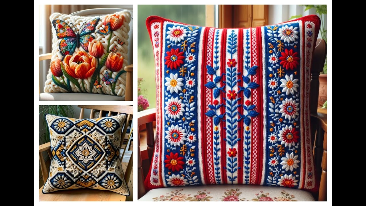 Fantastic Pattern Cushion Model knitted with wool (share ideas) #crochet #knitted #cushion #pattern