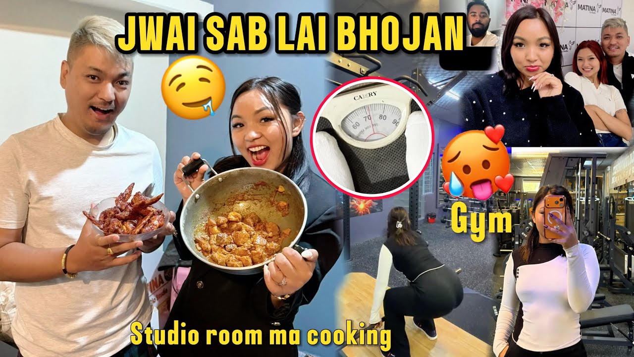 COOKING DINNER FOR JWAI SAB IN MY STUDIO ROOM🥹😍|| GYM DAY|| CURRENT WEIGHT 72😱 !!