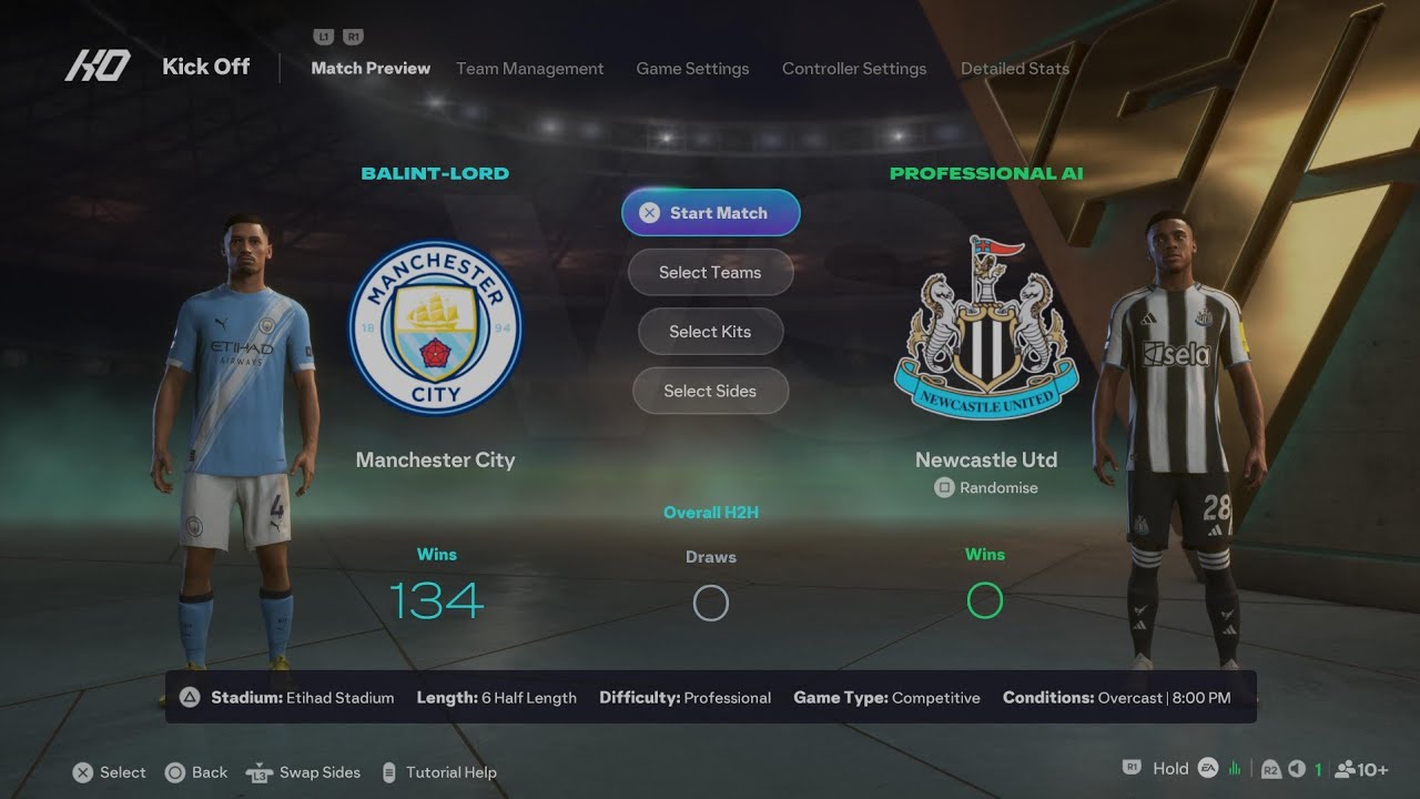 EA SPORTS FC 26 Manchester City-Newcastle United EFL Cup Semi-final full match 25/26 PS5