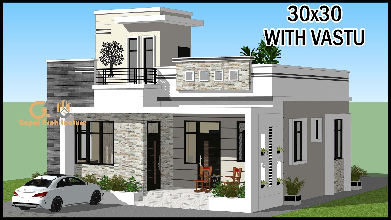 План дома 3D с 3 комнатами, окнами на юг, 30x30 с Васту, Whatsapp/звонок +91-7078269696, 7078269696