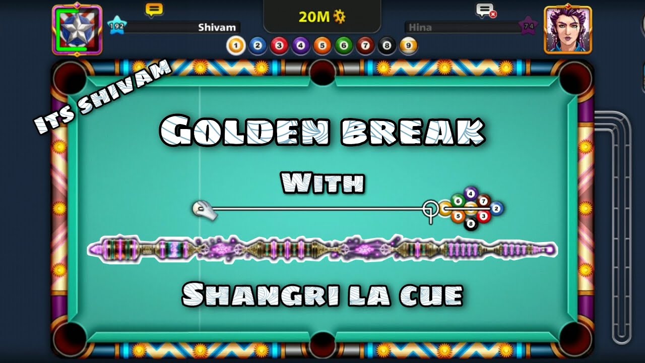 GOLDEN BREAK WITH SHANGRI LA CUE || ONE SHOT WIN || 9 BALL POOL !!! 🎱