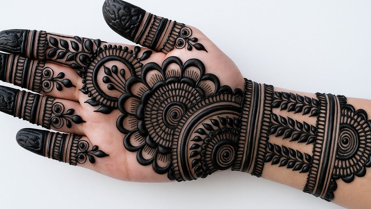 Simple mehndi design front hand | easy simple mehandi cone designs for right hand