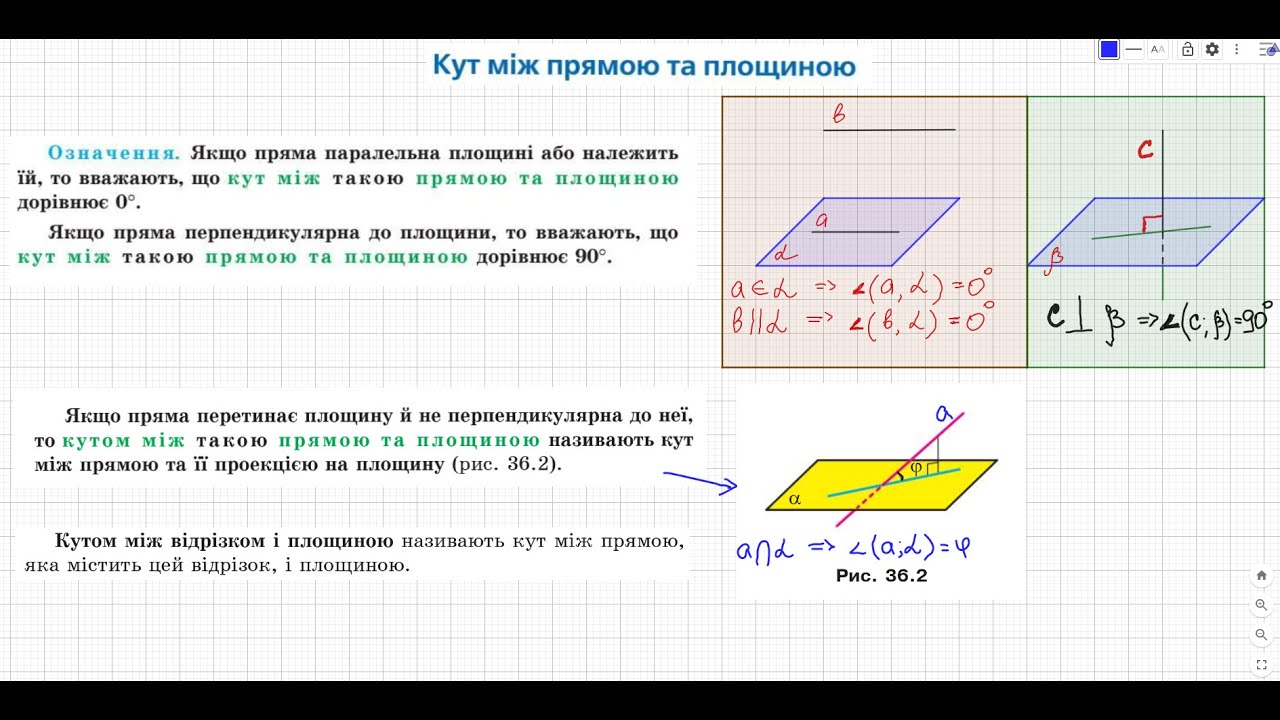 Геометрія 10 (стандарт і профільний). Кут між прямою і площиною.урок 1