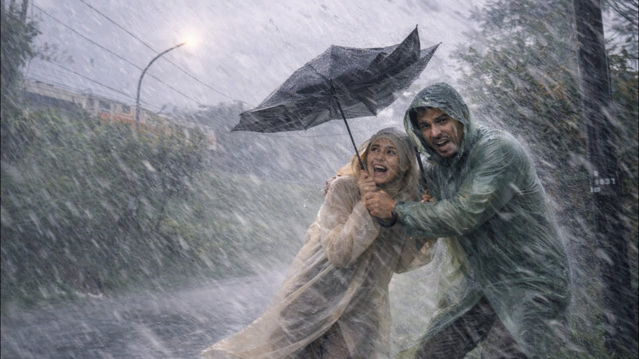 SUPER HEAVY RAIN AND STRONG WIND SHOCKING THE VILLAGE INDONESIA IN ASIA- RAIN SOUND FOR SLEEPING😴