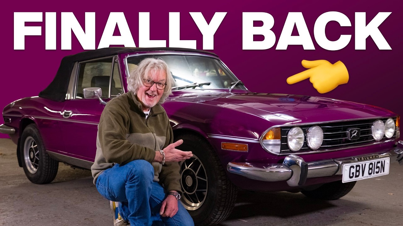 James May inspects his restored Grand Tour car