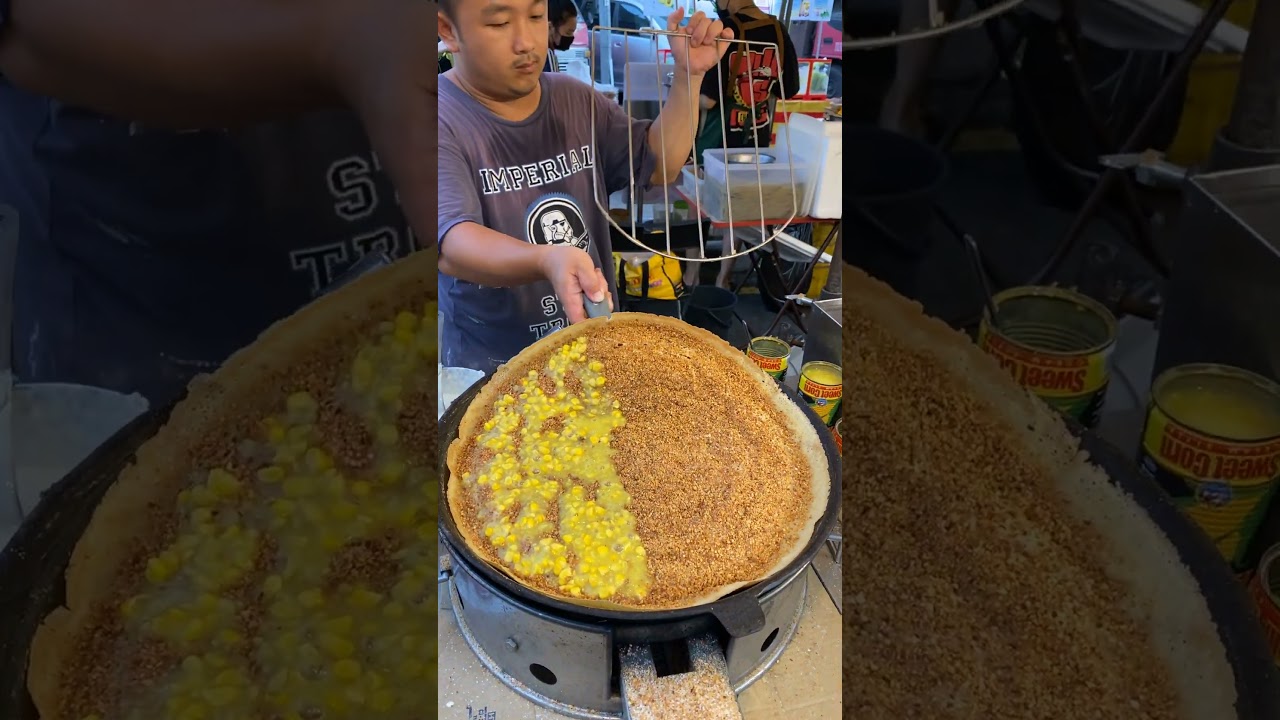 Mouth watering Food! Peanut Corn Pancake - Malaysian Street Food