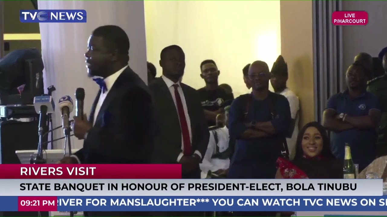 Comedian Seyi Law Entertains Pres.-Elect Tinubu, Others at State Banquet by Gov.Wike in Rivers