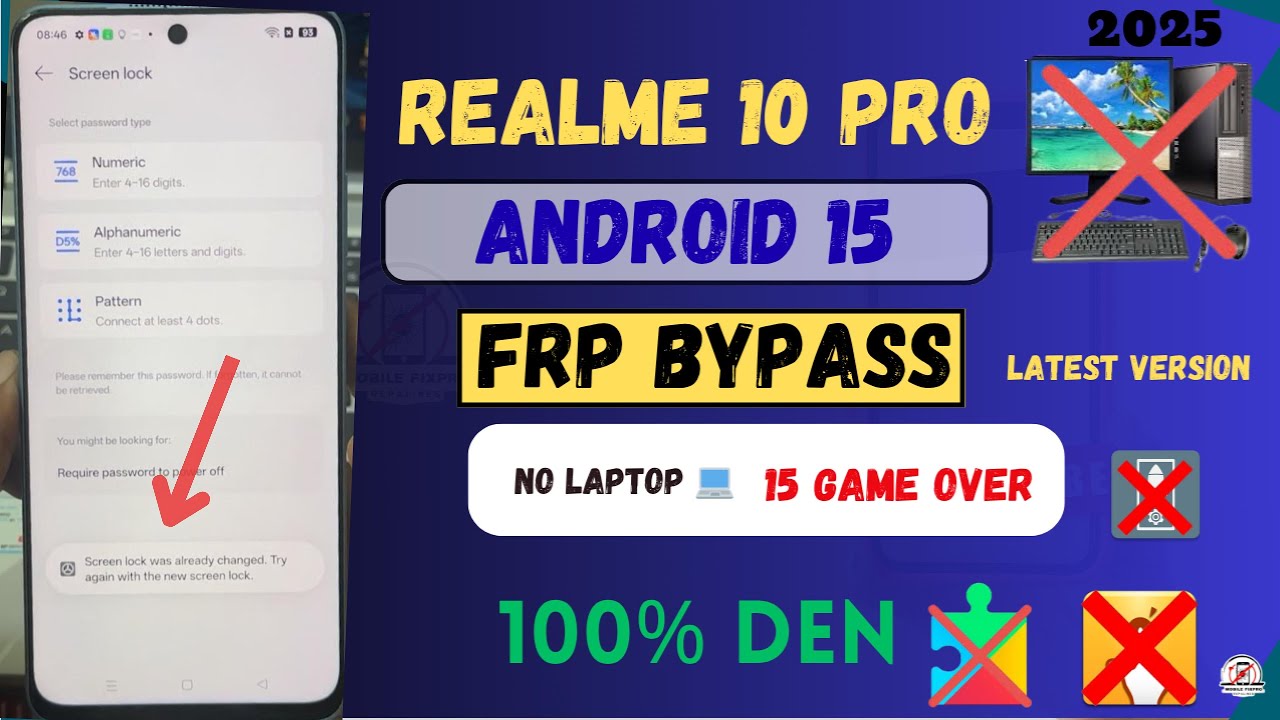 Блокировка экрана уже была изменена, попробуйте || Обход FRP на Android 15 || Обход FRP на Realme...