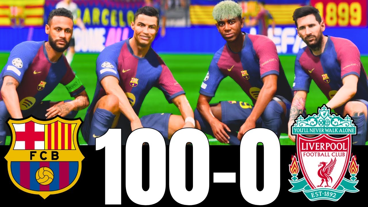 FC 25 -MESSI RONALDO NEYMAR & MBAPPE | ALL STARS | BARCELONA 100-0 LIVERPOOL