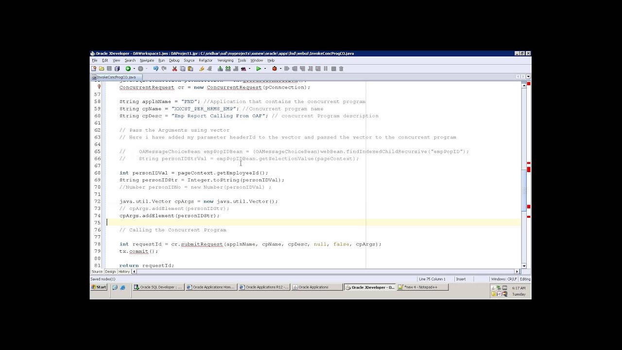 OAF : Invoke Concurrent Program, Workflow, Master Child Using View Link