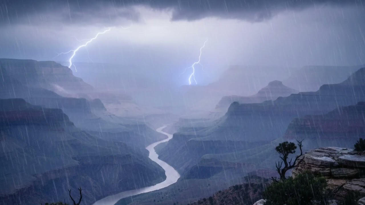 1 Hour of Thunderstorm Rain in a Peaceful Valley | Deep Sleep & Relaxing Ambience