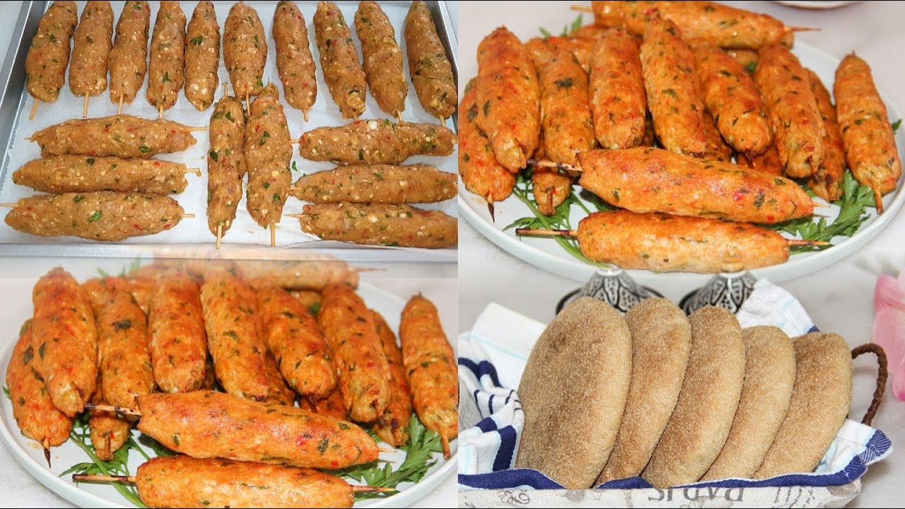 وجبة غذاء اوعشاء كباب الدجاج مشوي في الفرن😋 بتتبيلة خطيرة و طعم خرافي خبز القمح لكامل بدون طحين ابيض
