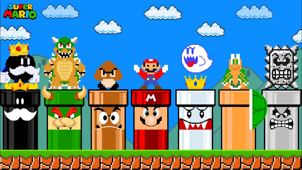 Super Mario Bros., but There Are MORE Custom Pipes for All Bosses!