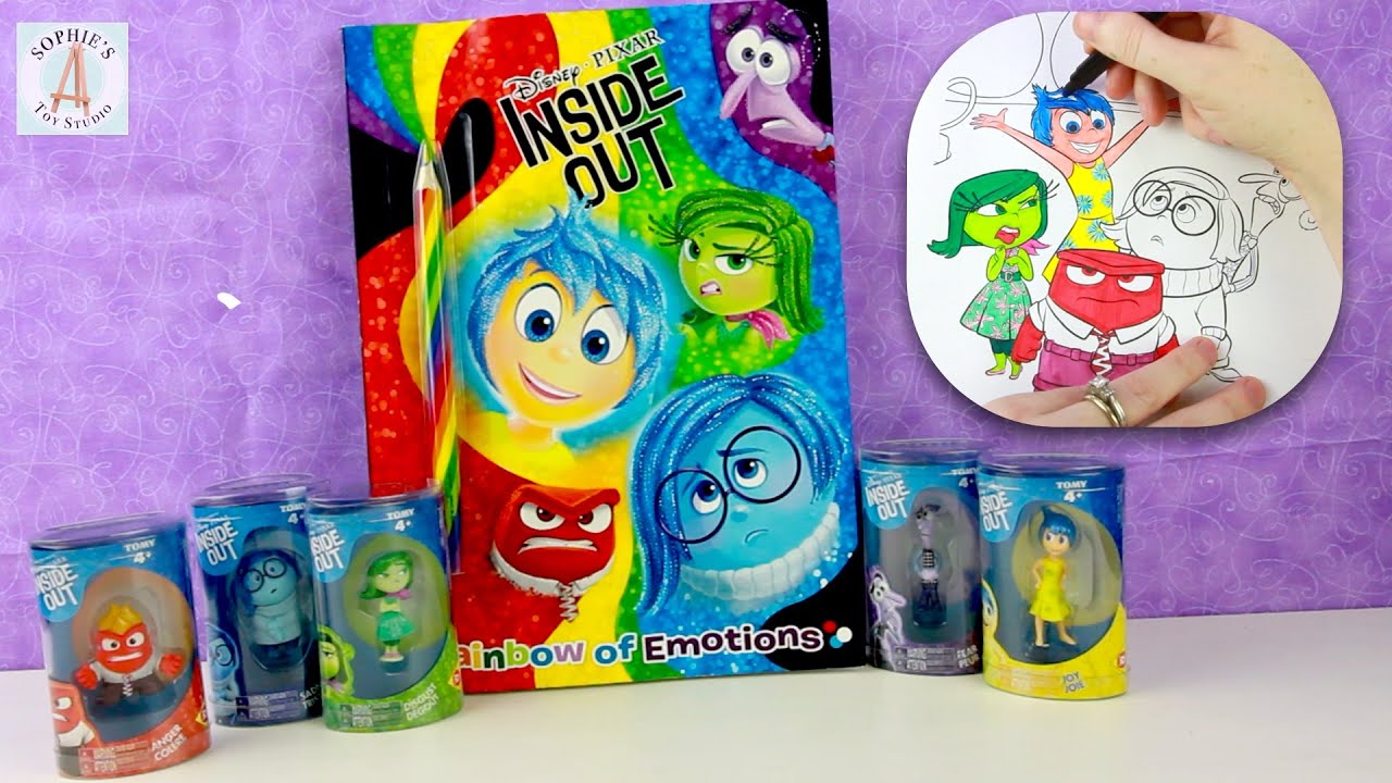 Inside Out Cute Emotions Toys & Coloring Book - Coloring Joy, Anger, Fear, Sadness & Disgust