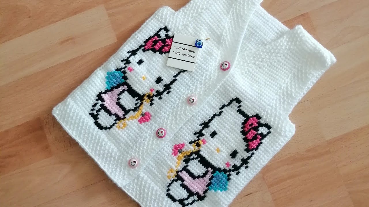 tunus işi  sürpriz yelek PART 9 tunisian ~vest~baby tunisian ~vest~baby buds #şirininTunusörgüleri