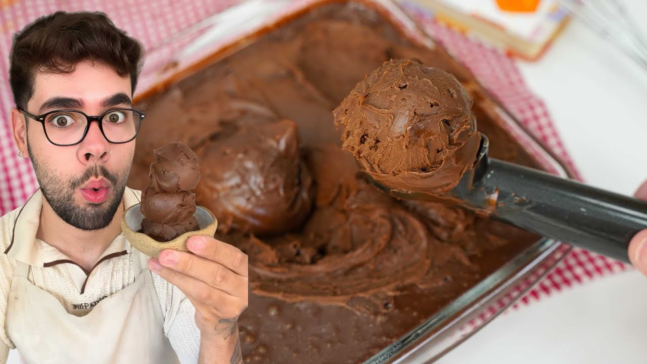 SORVETE CASEIRO DE CHOCOLATE SUPER CREMOSO COM APENAS 2 INGREDIENTES 