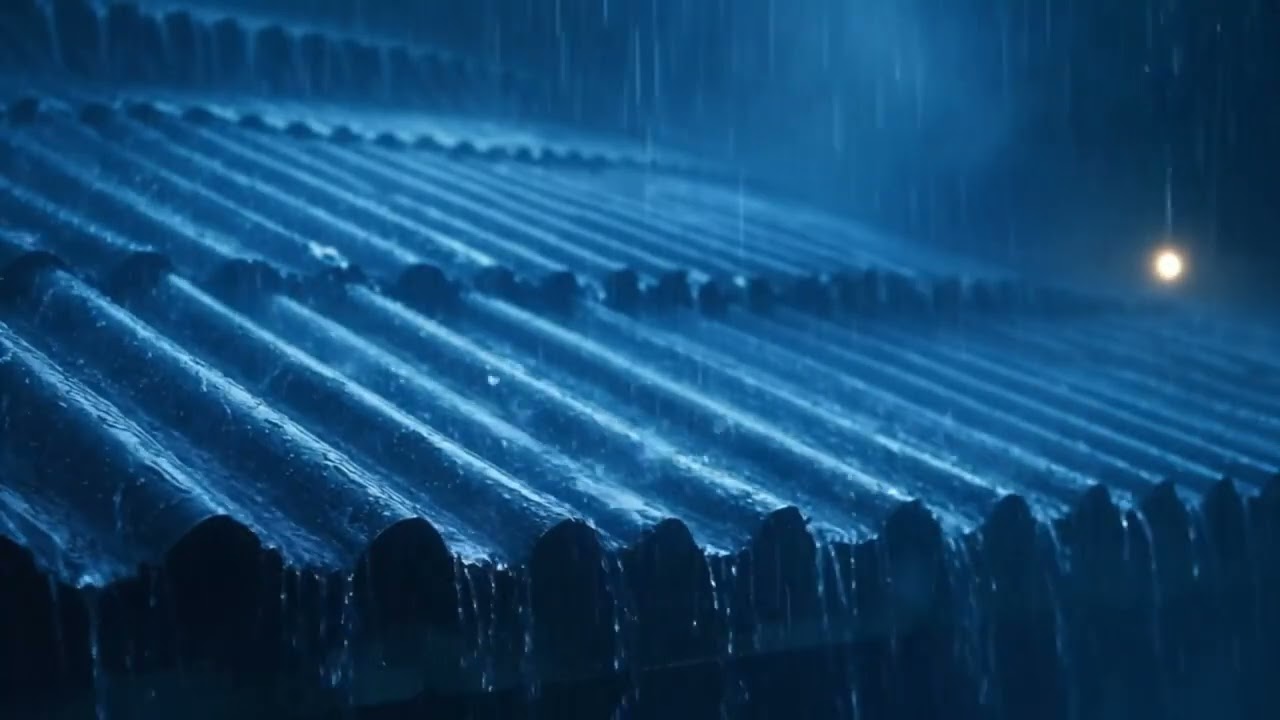 Dark Woodland Night | Heavy Rain on the Roof Ambience