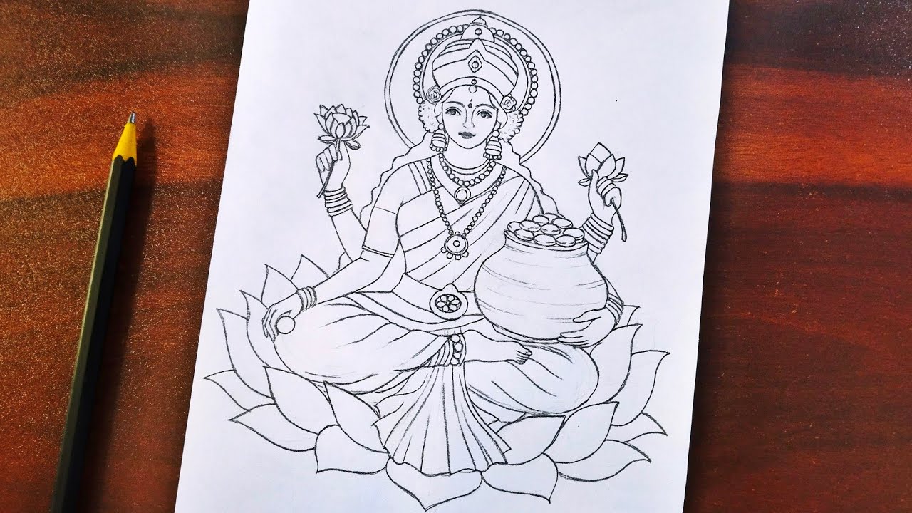 How to Draw LAKSHMI Mata ✨| Pencil Drawing | Easy Step by Step Tutorial