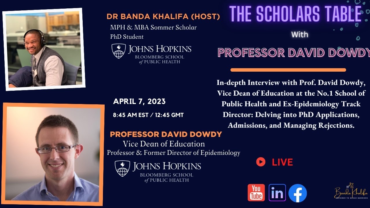 PhD Application Masterclass with Professor Dowdy of Johns Hopkins