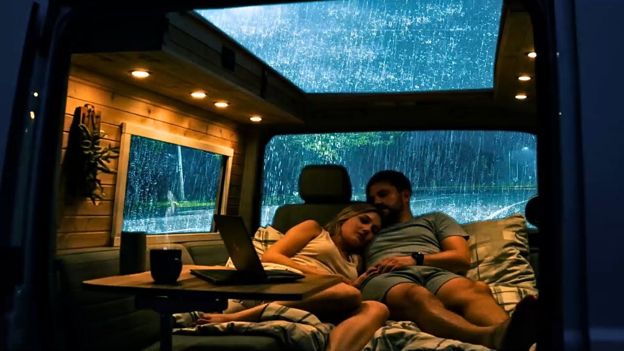 Rain Sounds🚐 Heavy Rainstorm Inside the Van – Deep Sleep, Anxiety Relief & Focus Boost Soundscape