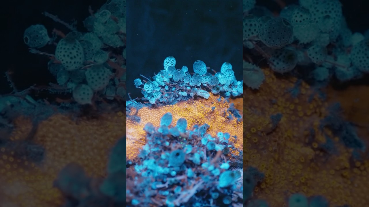 Why corals are fluorescent at night  #biodiversity