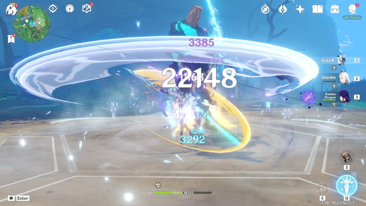 Eula NA with & without Shenhe (Damage comparison)