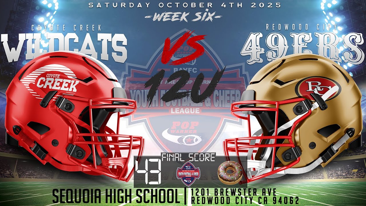 12U Coyote Creek Wildcats (San Jose, CA) at Redwood City 49ers - Pop Warner Football - 10/4/25 - 4k