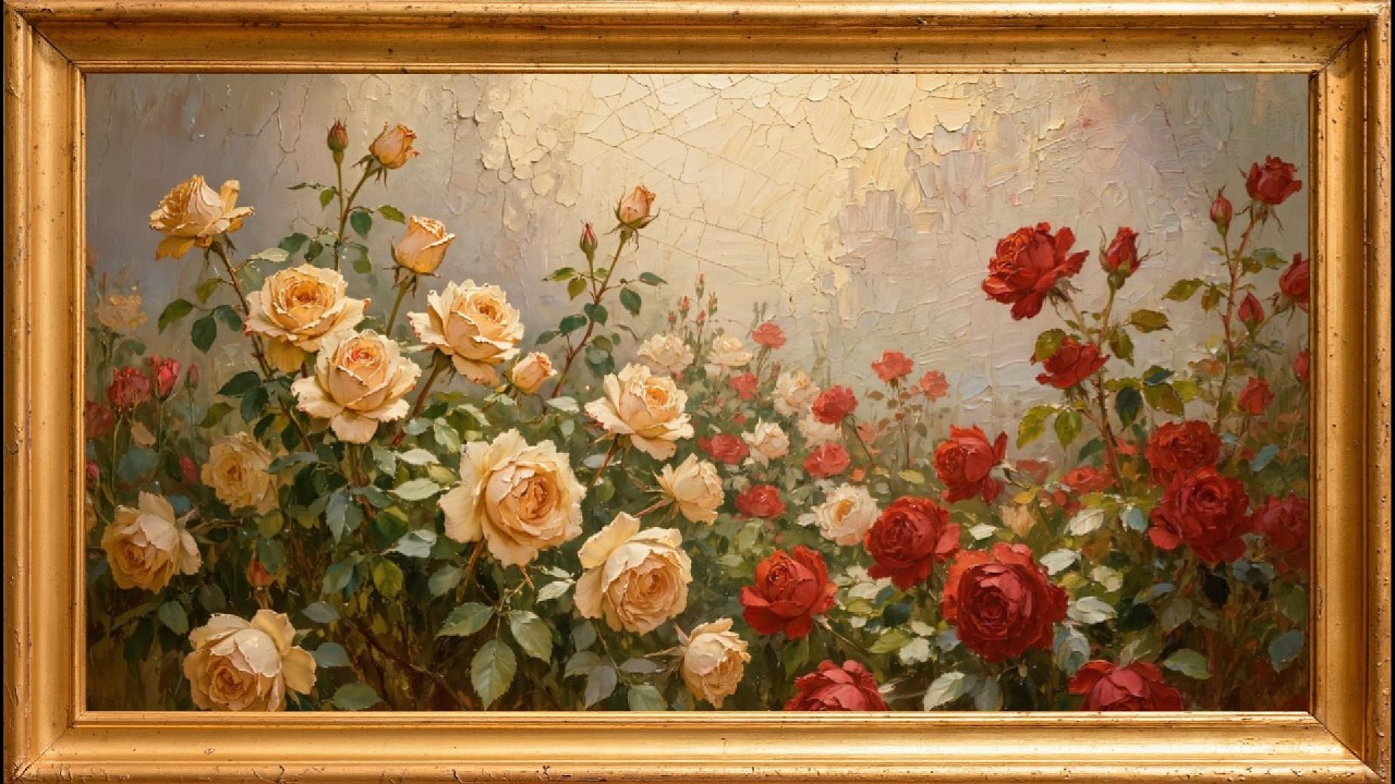 Beautiful TV Frame Art | Vintage Mixed Roses | Relaxing Piano Music
