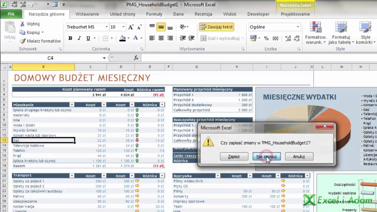 Excel - Jak zapisać i otworzyć szablon pliku   porada #240