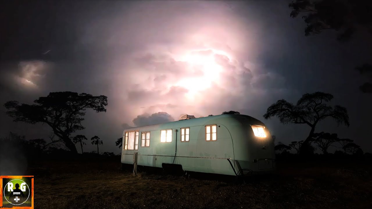 Thunderstorm Sounds (NO RAIN) | Sleep with Loud Thunder & Lightning in a Camper at a Night in Africa