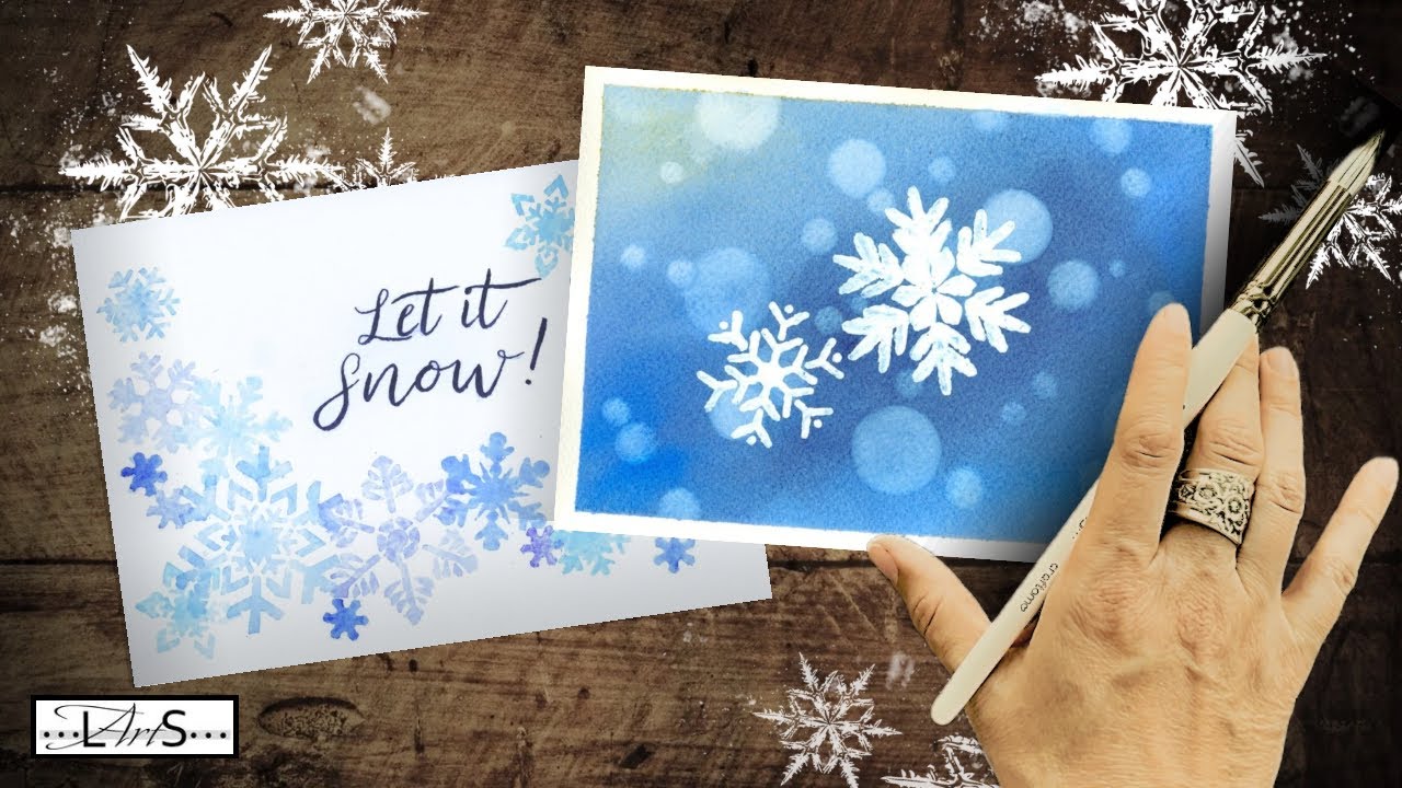 EASY!! ❄️ Fast “Cheater” Way to Paint Perfect Snowflakes! Watercolor Winter Christmas Holiday Cards!